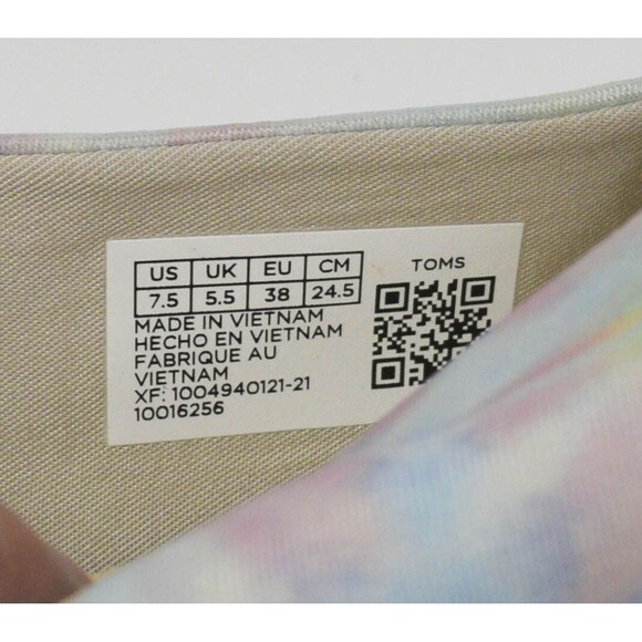 TOMS Earthwise Pastel Tie Dye Slip On Canvas Shoes Size 7.5 - Picture 6 of 7